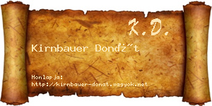 Kirnbauer Donát névjegykártya
